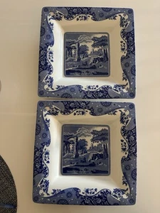 2-Spode Blue Italian Square Tray 10 1/2” - Picture 1 of 9