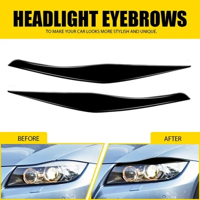 Borde de cejas de párpados de faros negros para BMW Serie 3 E90 E91 2005 2006 2007-12 Foto 1 de 4