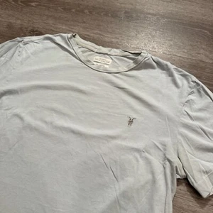 Allsaints Shirt Mens Medium Gray Short Sleeve Tee Crew Neck Cotton Logo Minimal - Picture 1 of 9