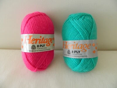 Yarn Panda HERITAGE Pure Wool 8ply Pink OR Green - image 1 of 4