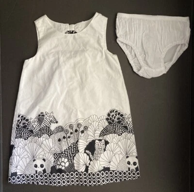 Gymboree 动物派对 3 3T 黑白斑马熊猫动物天堂换装连衣裙 — 第 1/2 张图片