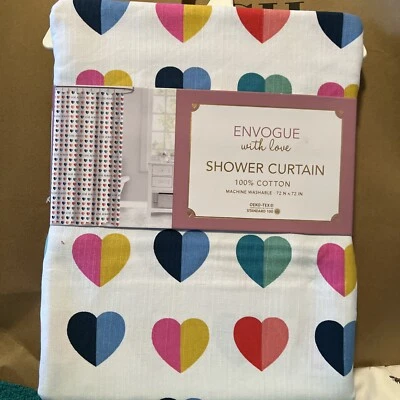 NUEVA CORTINA DE DUCHA DE TELA "ENVOGUE With Love" estampado de corazón 72x72  Foto 1 de 4