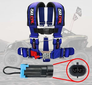 Blue 2" 5-Point Safety Harness w/ Bypass Override Plug for Most Can-Am UTVs - Picture 1 of 10