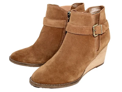 BLONDO Natalia Waterproof Ankle Boot Size 8.5M Camel Brown Suede Belted Side Zip - Image 1 of 4