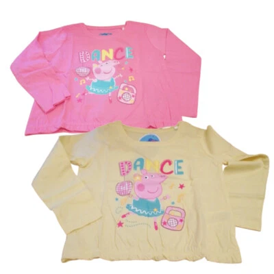 E PLUS M SP. Z O.O. Peppa Langarm-Shirt für Mädchen | "Peppa Pig Dance" | 100% Baumwolle | Größen 92