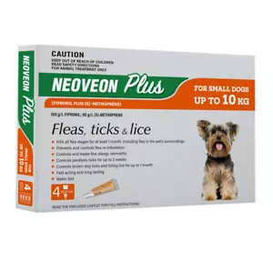 Neoveon Plus Spot-on Flea & Tick Treatment for Small Dogs Up to 10kg 4 Pack - Picture 1 of 1