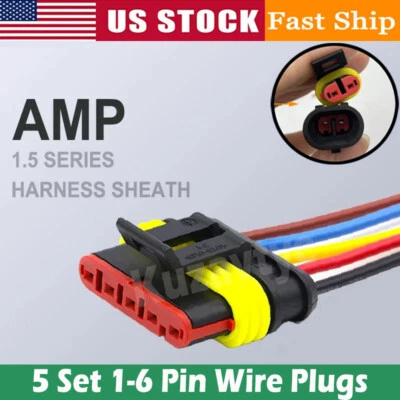 25 Sets 1-6 Pin Quick Connect Waterproof Automotive Electrical Wire Connectors - Image 1 of 4