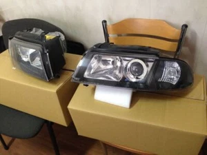 Facelift S4 clear glass headlights black smoke for Audi A4 B5 sedan Avant 95-01 - Picture 1 of 11