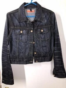 Jean Jacket Small J BRAND Distressed Button Dark Denim - Picture 1 of 12