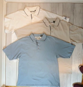 Lote-3 Camisas Polo PING Hombre XL Beige Azul Blanco Golf Aire Libre Tenis Pádel - Imagen 1 de 10