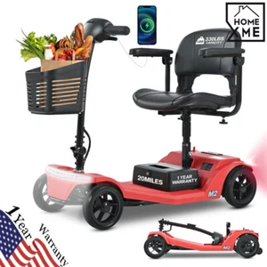 4 Wheels Foldable Mobility Scooter 20 Miles 330bs Capacity 5 MPH w/ LED Light - Picture 1 of 20