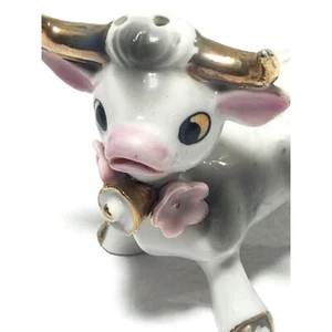 Salero 2" Vaca Toro Campana de Novillo Mediados de Siglo MCM Pintado a Mano Japón De Colección - Imagen 1 de 7