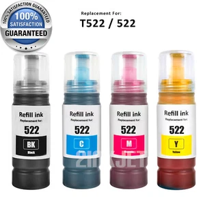 4PK T522 522 Ink Bottle Refill for Epson EcoTank ET-2710 ET-2720 ET-4700 ET-4800 - Picture 1 of 2