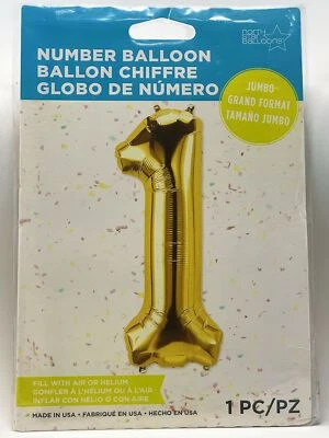 Globo de Nylon Jumbo Mylar Lámina Dorada 34" Número 1 Decoración de Fiesta ¡Ver Descuentos! Foto 1 de 2