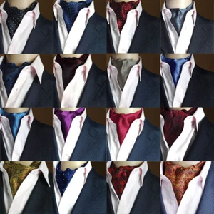 Men Fashion Paisley Polka Dots Floral Cravat Wide Tie Wedding Ascot Scarf RS042 - Picture 1 of 21