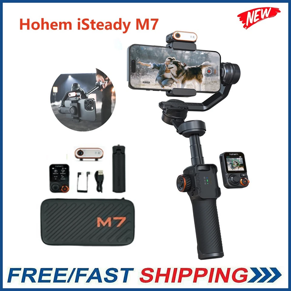 Hohem iSteady M7 Gimbal Stabilizer for Smartphone Magnetic AI Tracker Fill Light - Image 1 of 4