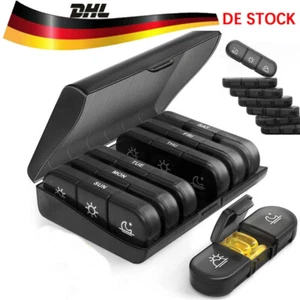 Tablettenbox 7 Tage Morgens Mittags Abends, Medikamentenbox 3 Fächer Deutsch DE - Bild 1 von 10
