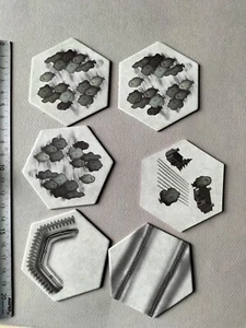 6 x DOPPELSEITIGE SECHSKANTFLIESEN / DER AMERIKANISCHE BÜRGERKRIEG / HALTEN SIE DIE LINIE G176 - Bild 1 von 2