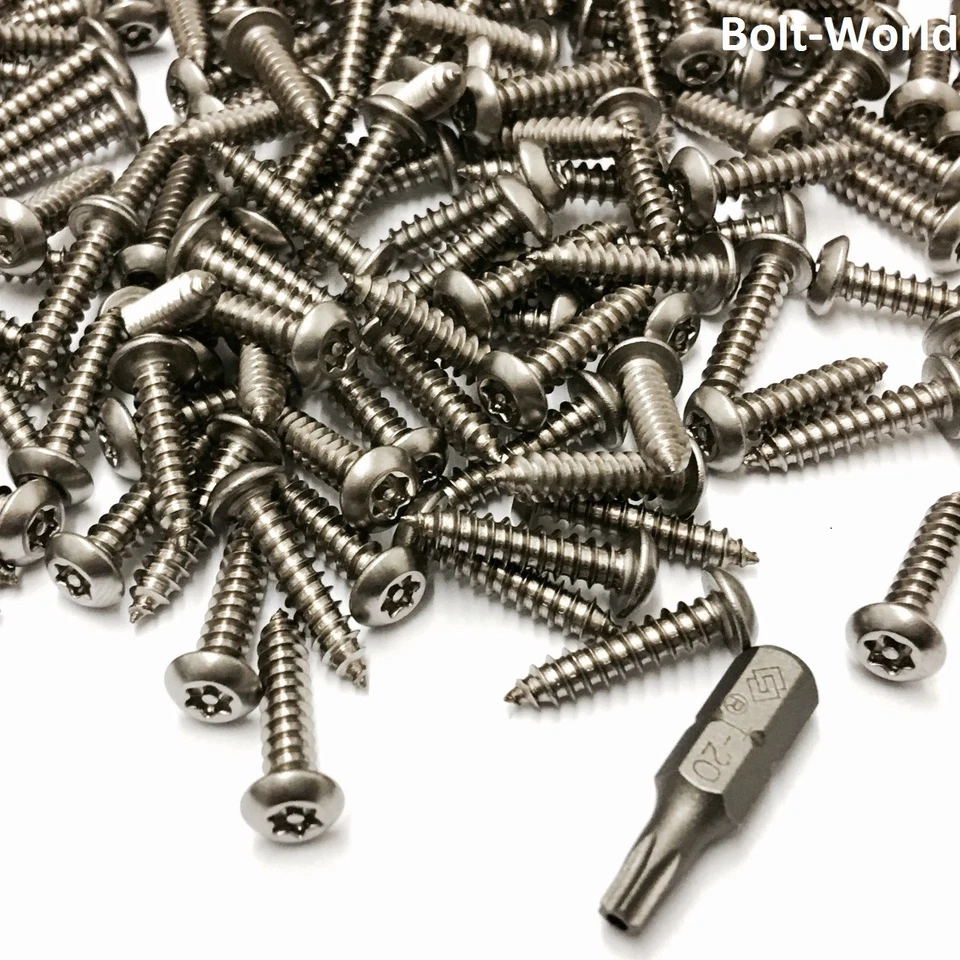 505 PCE STAINLESS STEEL NUMBER PLATE SECURITY SCREWS KIT - 500 SCREWS & 5 BITS - Image 1 of 1