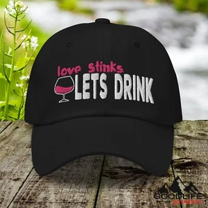 Love Stinks Women Valentines Wine Ball Cap Dad Hat - Picture 1 of 32