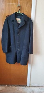 Vintage McGregor Wool Coat Mens 36 Black Donkey Duffle Overcoat - Picture 1 of 6