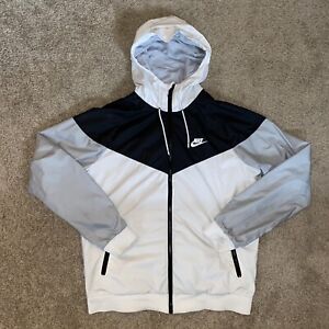 Nike Windrunner Jacket Windbreaker Zip Hooded Men’s M White/Black/Gray
