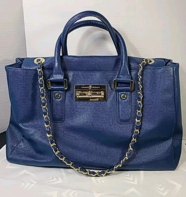 Ivanka Trump Triple Compartimento Azul Dorado Herrajes Bolso de Mano Cartera de Hombro Foto 1 de 4