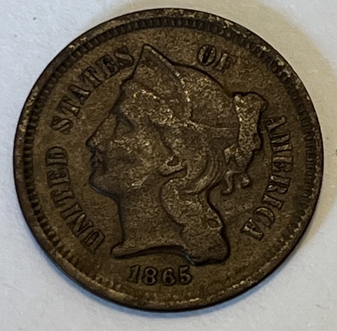 1865 3 cents piece silver United States Coin Cover