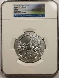 2010-P 5 oz Silver Grand Canyon 25C SP 69 NGC America The Beautiful ATB - Picture 1 of 4