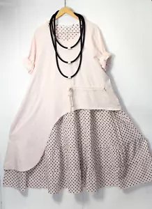 Moonshine Kleid A- Linie Gr. 46 48 50 Lagenlook Gr 1 Pünktchen Rosa - Bild 1 von 2