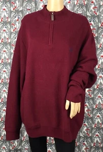 NWOT Chaps Knit Men's Dark Red Pullover 1/4 Zip Mock Neck Sweater Size Tall XL - Picture 1 of 7