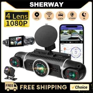 Cámara de tablero DVR para automóvil de 4 lentes 1080P WiFi grabadora video cámara de tablero videocámara GPS - Imagen 1 de 11