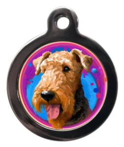 Pet ID tag Airedale Terrier Pop art Picture tag  2 sizes - Picture 1 of 2