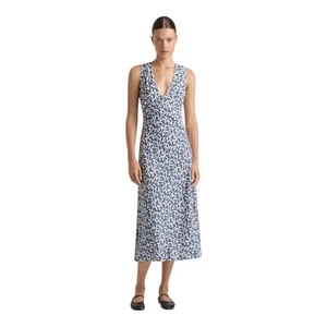 Faithfull Jardin Midi Dress Leilani Blue Floral Print on White Size 2 *Flaw* NEW - Picture 1 of 16