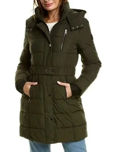 NEW! Nautica Women's Mid-length Hooded, Belted Puffer Jacket Black Size XL $315 - Picture 1 of 17