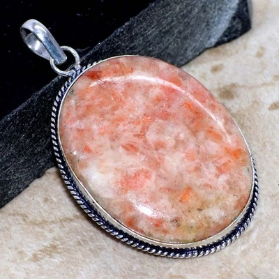 Colgante enchapado en plata 925 Sunstone 2,3" perfecto para regalar GW Foto 1 de 3