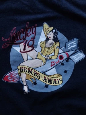 Camiseta vintage Lucky 13 Pinup Girl Bomb Shell para hombre Hot Rod Rockabilly XL Foto 1 de 4