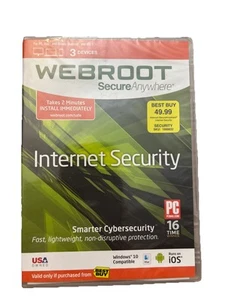 Webroot Secure Anywhere Internet Security 3 Device Software CD , New Sealed - Picture 1 of 2