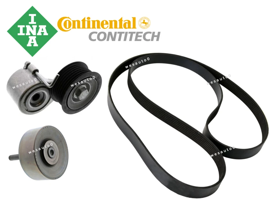 Kit de correa de polea loca tensor de correa OEM 3 piezas para Audi A6 Q5 Q7 S4 SQ5 VW Touareg Foto 1 de 1