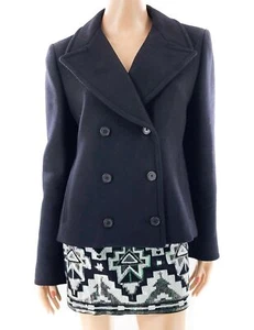BALENCIAGA Black Double Breasted Wool Pea Coat Jacket Size 42 / M - Picture 1 of 8