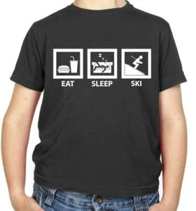 Eat Sleep Ski - Kids T-Shirt - Skiing - Skier Fan - Merch - Love - Picture 1 of 6
