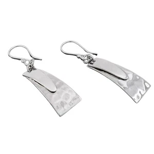 Stacked Trapezoid 925 Sterling Silver Handmade Dangle Drop Earrings sn303 - Picture 1 of 4