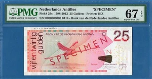 Netherlands Antilles, 25 Gulden, 1998, 000 Specimen,Superb Gem UNC-PMG67EPQ,P29s - Picture 1 of 2