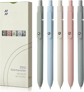 5-Pack 0.5mm Quick Dry Black Ink Gel Pens Fine Point Smooth Writing Morandi - Picture 1 of 9