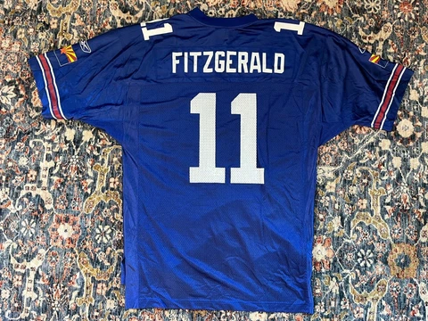 RARE Larry Fitzgerald Jersey Arizona Cardinals Alternate Blue Reebok Size L Cover