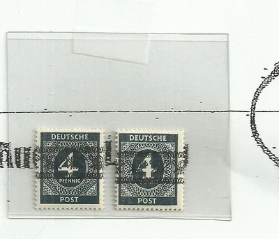 GERMANY- TWO UNAUTHORIZED TYPE A119 OVERPRINTS ON 4pfg. STAMPS-DIFF. TONES - Image 1 of 2