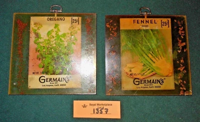 2 Epoxy HERB SEEDS Wall Plaques Incased Vintage 70's - Image 1 of 4