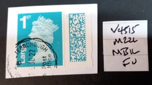 GB 2022 Barcoded Machin~1st Large~SG~V4515~MBIL~M22L~on piece~Fine Used - Picture 1 of 1