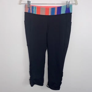 Ivivva by Lululemon Black Quick Trick Crop Leggings Girls Sz 14 Gym Activewear - Picture 1 of 12