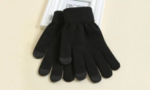 Guantes de Agarre Pantalla Táctil Cálido de Invierno Negro Unisex Antideslizante - Imagen 1 de 3